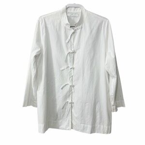 Kedem Sasson White Cotton Crushed Tunic Shirt Lagenlook